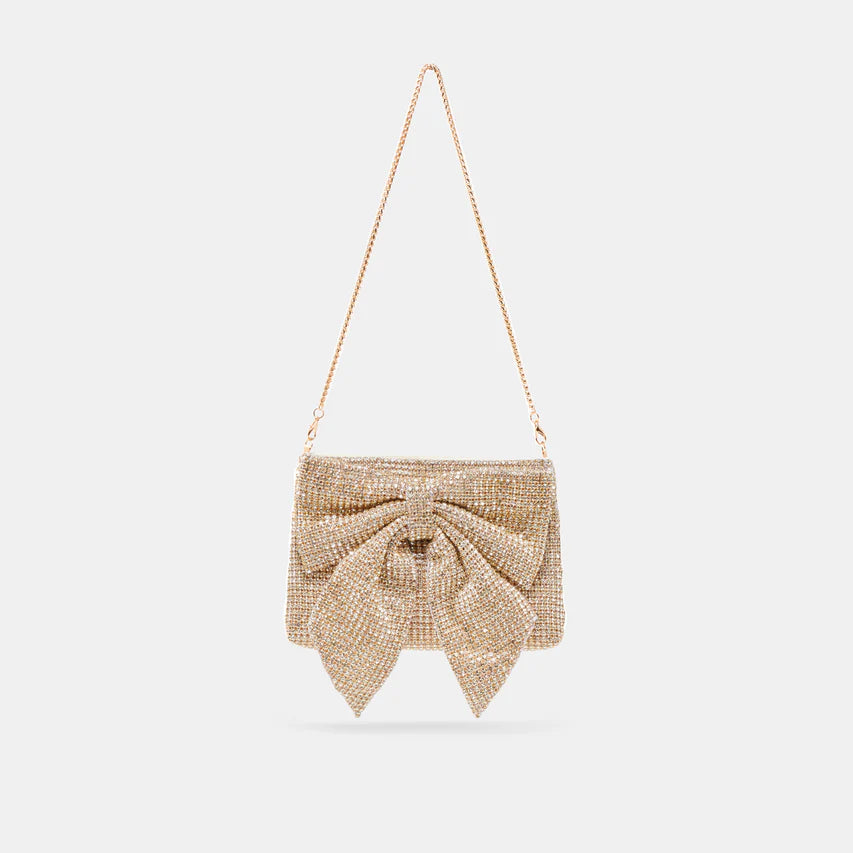 Isabella Gold Crystal Bow Bag