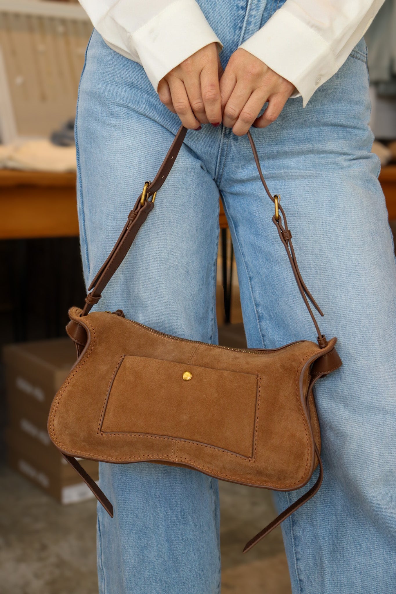 Josie Pecan Curvy Shoulder Bag