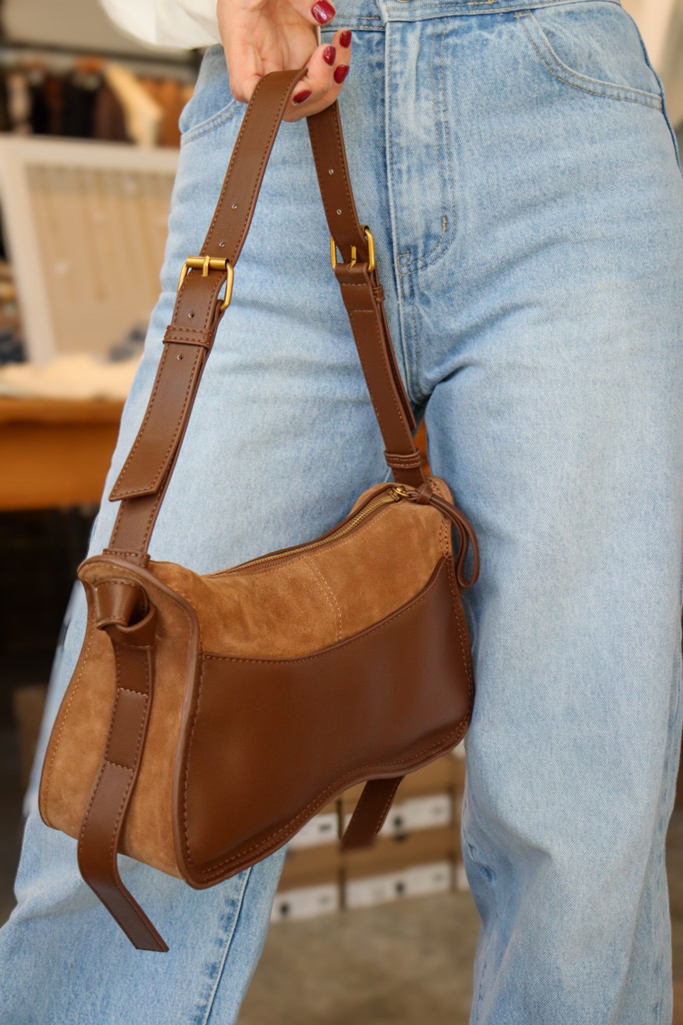 Josie Pecan Curvy Shoulder Bag