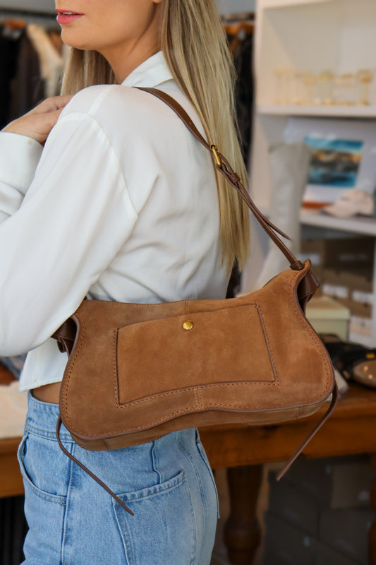 Josie Pecan Curvy Shoulder Bag