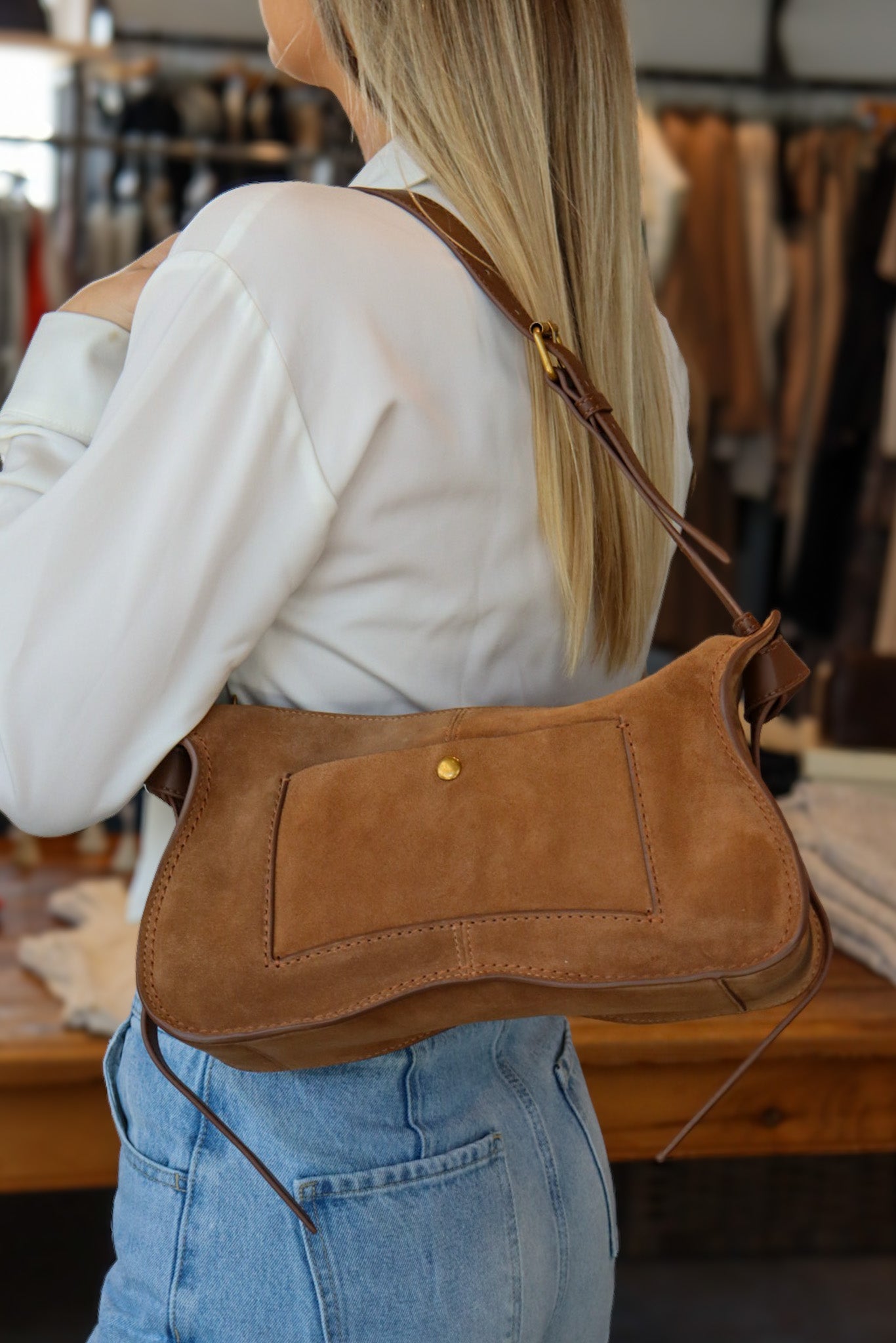 Josie Pecan Curvy Shoulder Bag