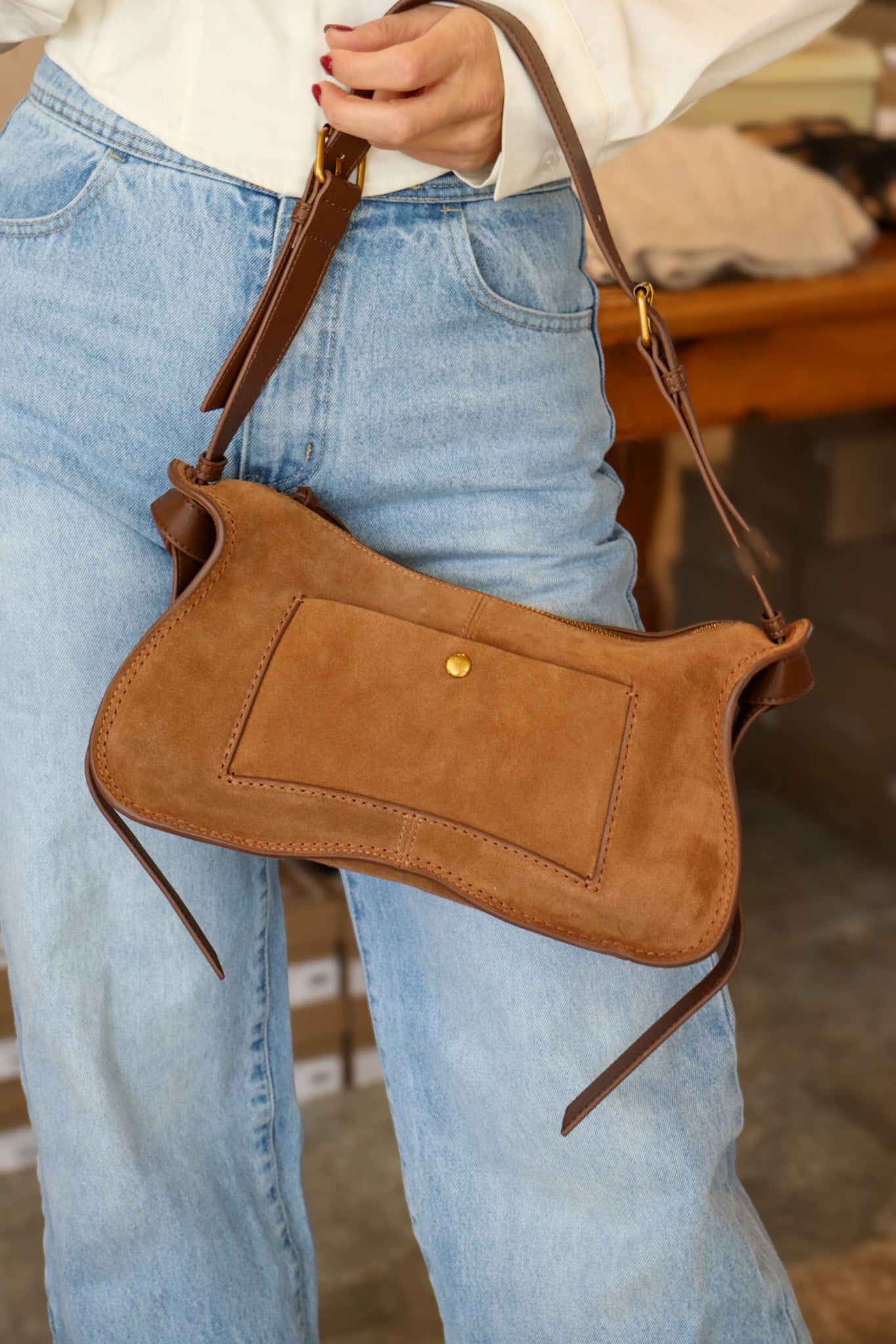 Josie Pecan Curvy Shoulder Bag